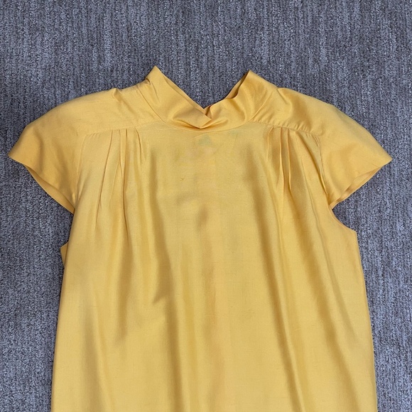 Vintage Levante 100% Silk Tulip Sleeve Dress – Yellow,‎ Size 12 - Picture 2 of 15
